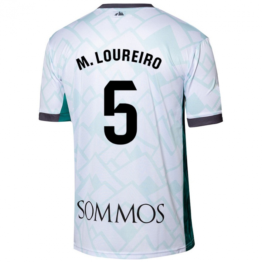 Kandiny Hombre Camiseta Miguel Loureiro #5 Blanco Verde 2ª Equipación 2024/25 La Camisa Chile