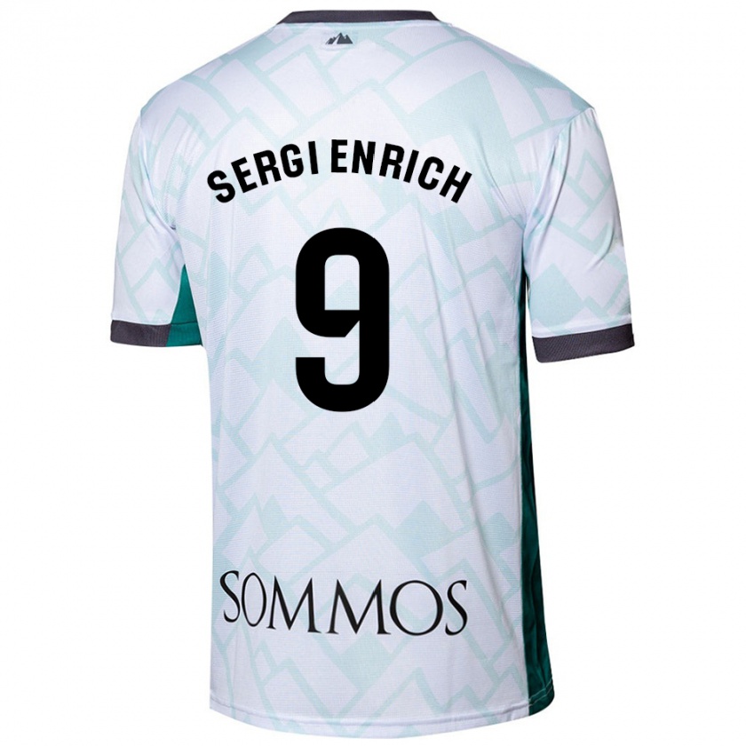 Kandiny Hombre Camiseta Sergi Enrich #9 Blanco Verde 2ª Equipación 2024/25 La Camisa Chile