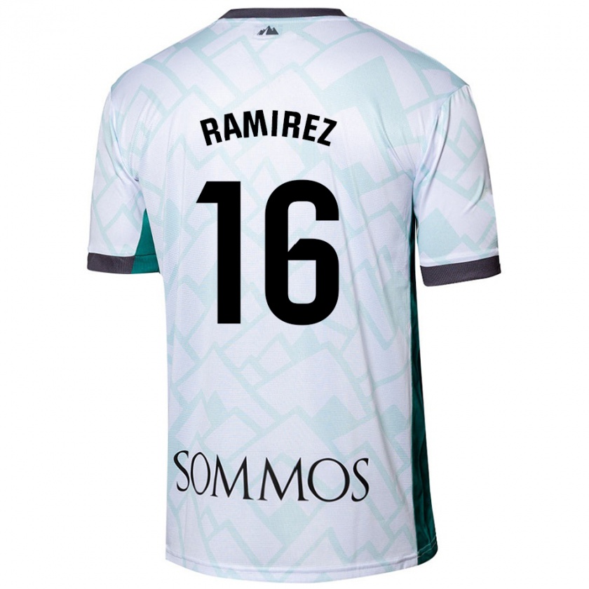 Kandiny Hombre Camiseta Vanesa Ramírez #16 Blanco Verde 2ª Equipación 2024/25 La Camisa Chile