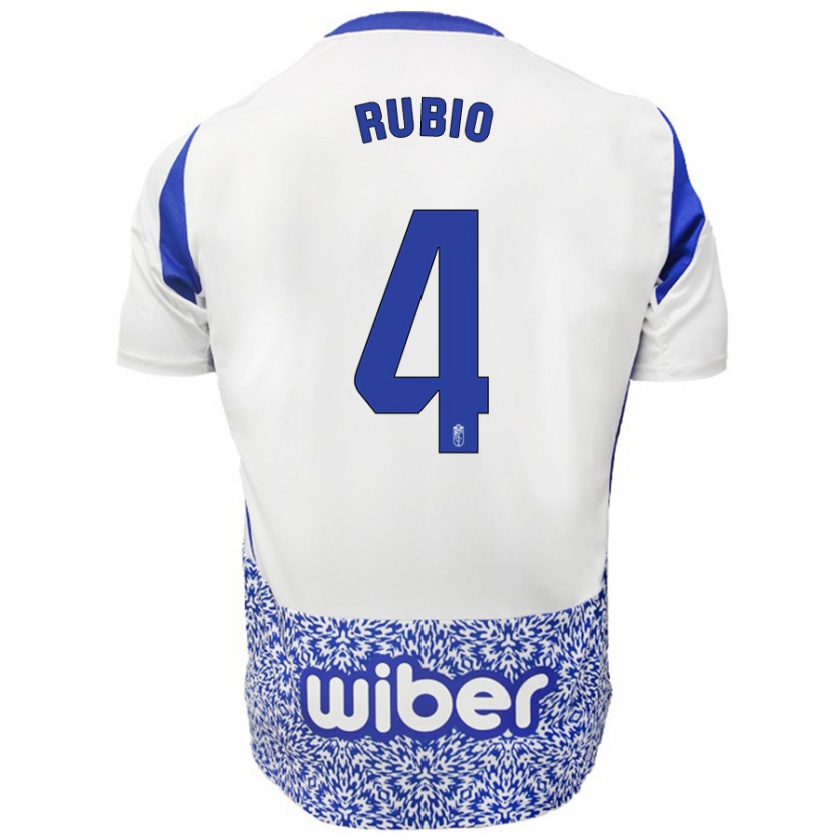 Kandiny Hombre Camiseta Miguel Rubio #4 Blanco Azul 2ª Equipación 2024/25 La Camisa Chile