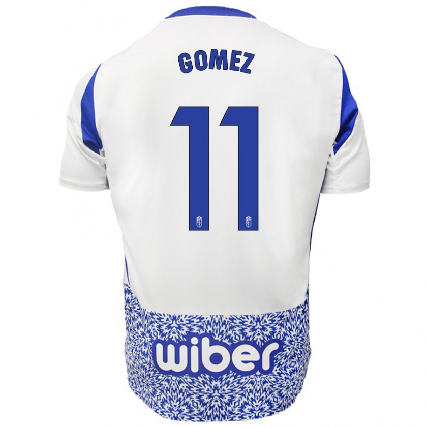 Kandiny Hombre Camiseta Andrea Gómez #11 Blanco Azul 2ª Equipación 2024/25 La Camisa Chile