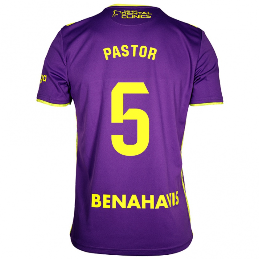 Kandiny Hombre Camiseta Álex Pastor #5 Púrpura Amarillo 2ª Equipación 2024/25 La Camisa Chile