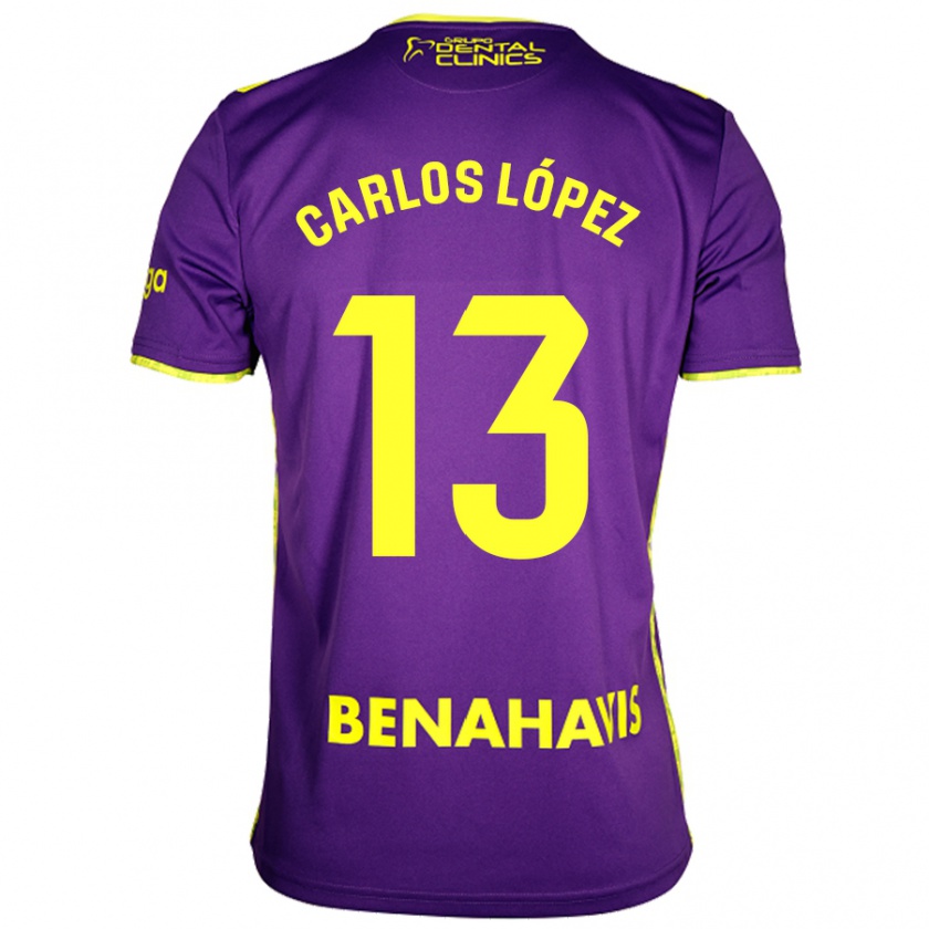 Kandiny Hombre Camiseta Carlos López #13 Púrpura Amarillo 2ª Equipación 2024/25 La Camisa Chile