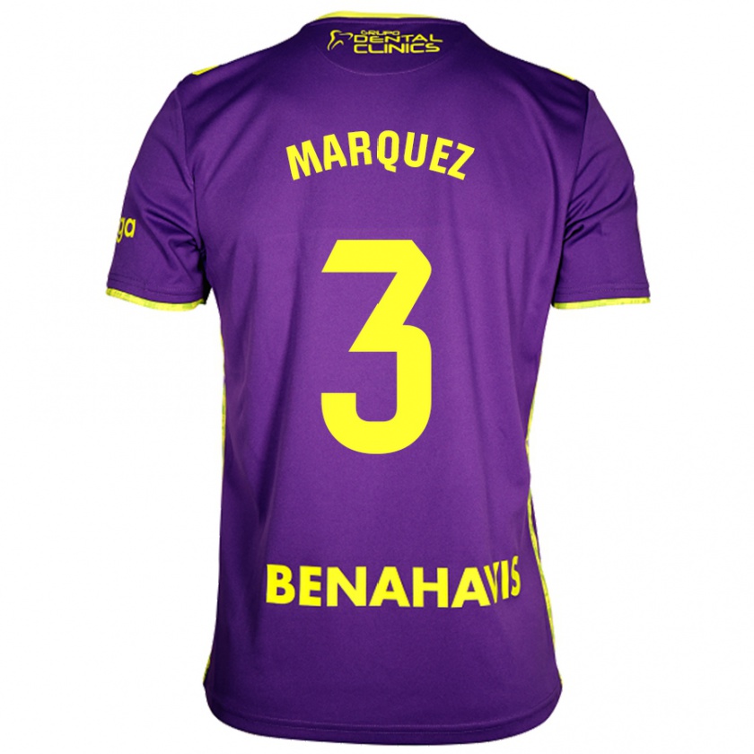 Kandiny Hombre Camiseta David Márquez #3 Púrpura Amarillo 2ª Equipación 2024/25 La Camisa Chile