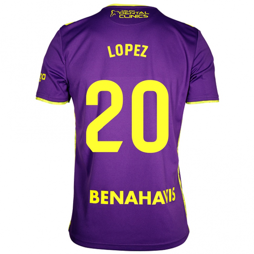 Kandiny Hombre Camiseta Adri López #20 Púrpura Amarillo 2ª Equipación 2024/25 La Camisa Chile