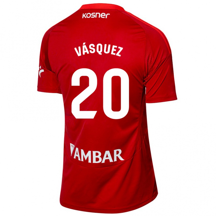 Kandiny Hombre Camiseta José Vásquez #20 Blanco Azul 2ª Equipación 2024/25 La Camisa Chile