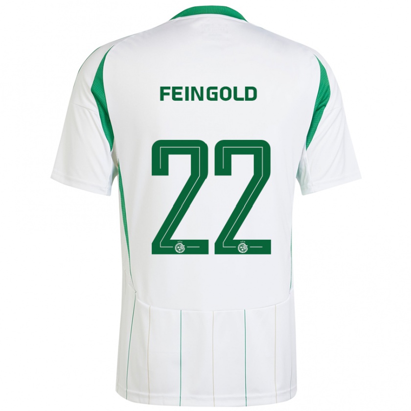 Kandiny Hombre Camiseta Ilay Feingold #22 Blanco Verde 2ª Equipación 2024/25 La Camisa Chile