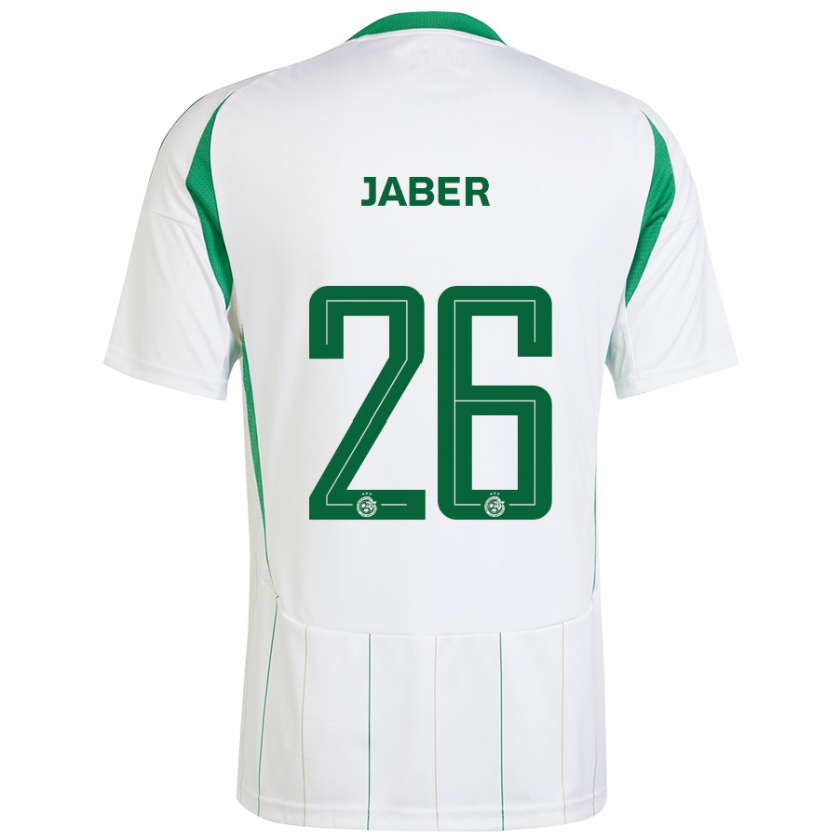 Kandiny Hombre Camiseta Mahmoud Jaber #26 Blanco Verde 2ª Equipación 2024/25 La Camisa Chile