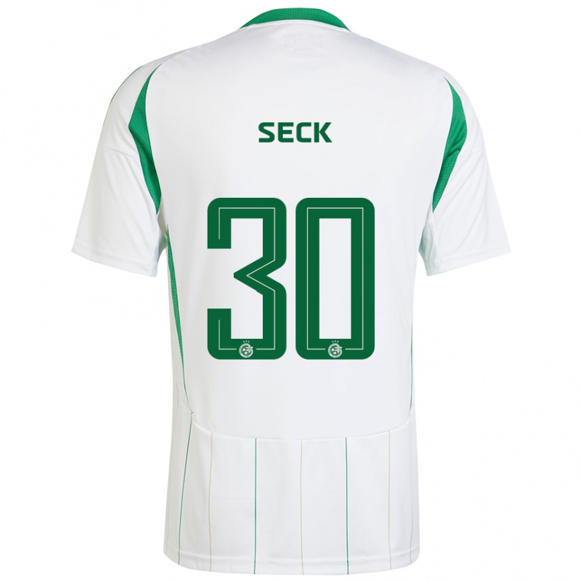 Kandiny Hombre Camiseta Abdoulaye Seck #30 Blanco Verde 2ª Equipación 2024/25 La Camisa Chile