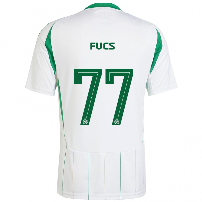 Kandiny Hombre Camiseta Roee Fucs #77 Blanco Verde 2ª Equipación 2024/25 La Camisa Chile