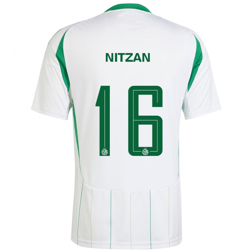 Kandiny Hombre Camiseta Itamar Nitzan #16 Blanco Verde 2ª Equipación 2024/25 La Camisa Chile