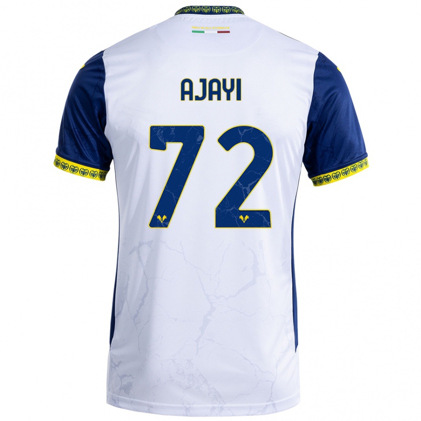 Kandiny Hombre Camiseta Junior Ajayi #72 Blanco Azul 2ª Equipación 2024/25 La Camisa Chile