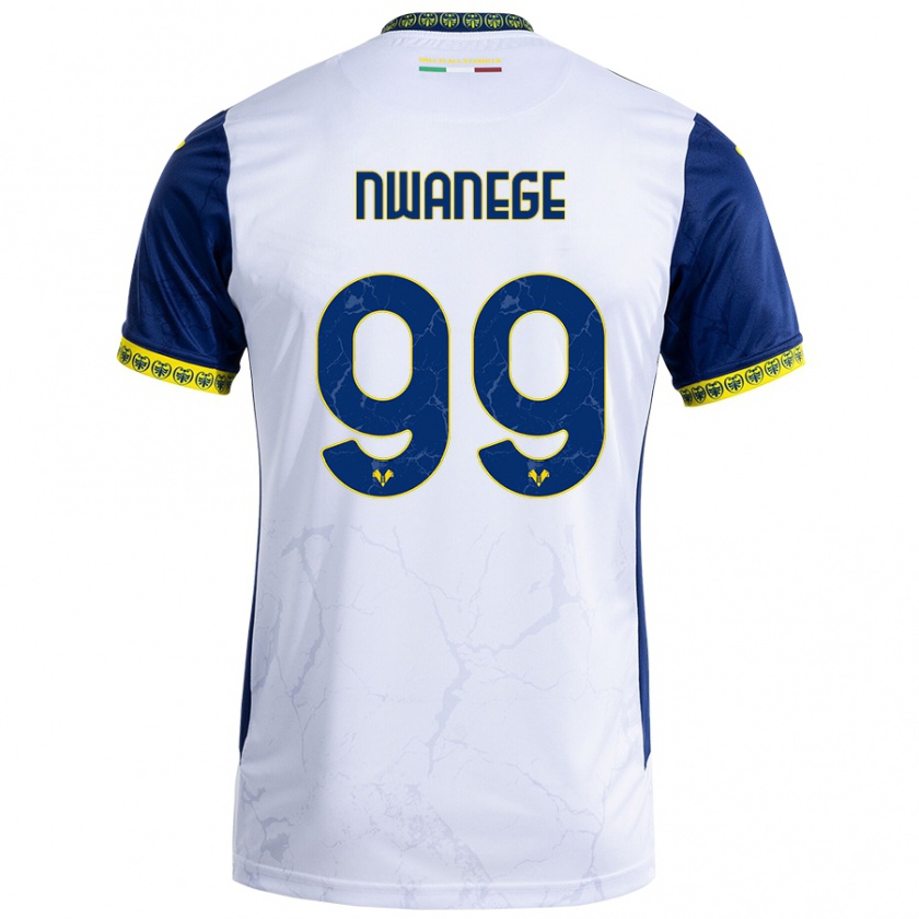 Kandiny Hombre Camiseta Karlson Nwanege #99 Blanco Azul 2ª Equipación 2024/25 La Camisa Chile