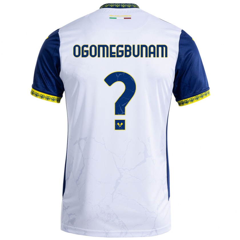 Kandiny Hombre Camiseta Izu Ogomegbunam #0 Blanco Azul 2ª Equipación 2024/25 La Camisa Chile