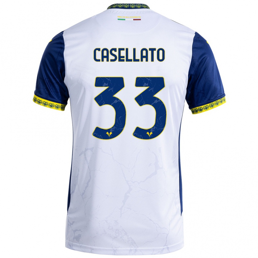 Kandiny Hombre Camiseta Elisa Casellato #33 Blanco Azul 2ª Equipación 2024/25 La Camisa Chile