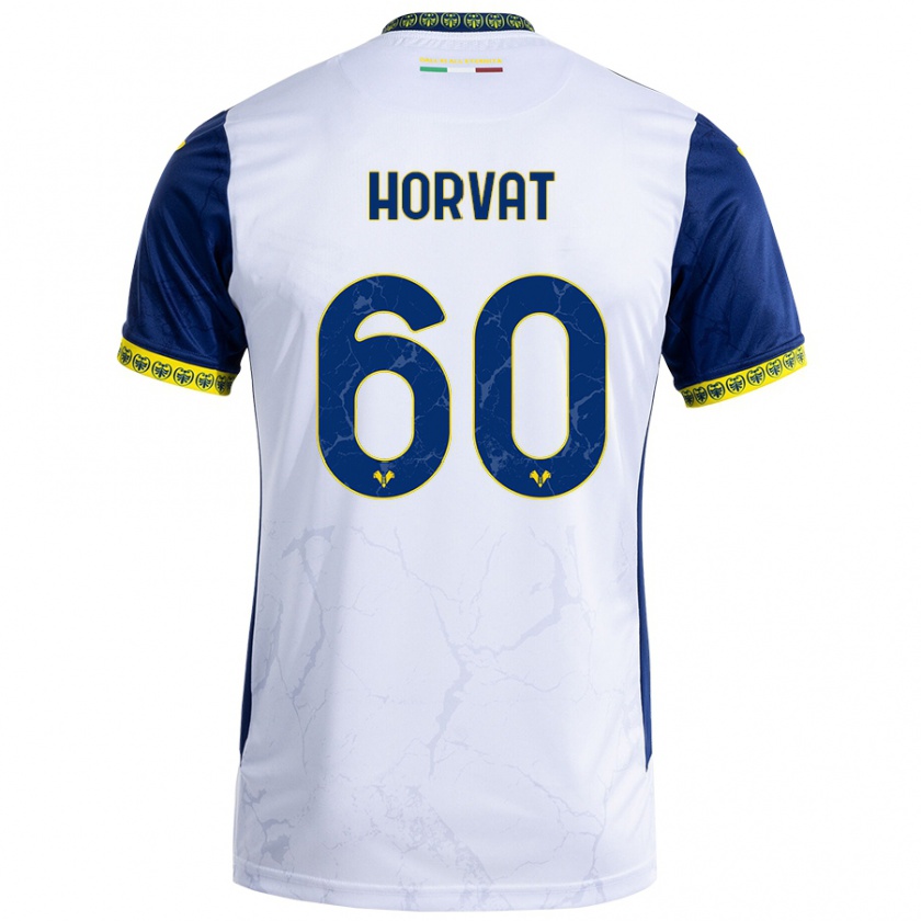 Kandiny Hombre Camiseta Mihaela Horvat #60 Blanco Azul 2ª Equipación 2024/25 La Camisa Chile