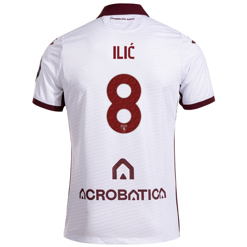 Kandiny Hombre Camiseta Ivan Ilić #8 Blanco Granate 2ª Equipación 2024/25 La Camisa Chile