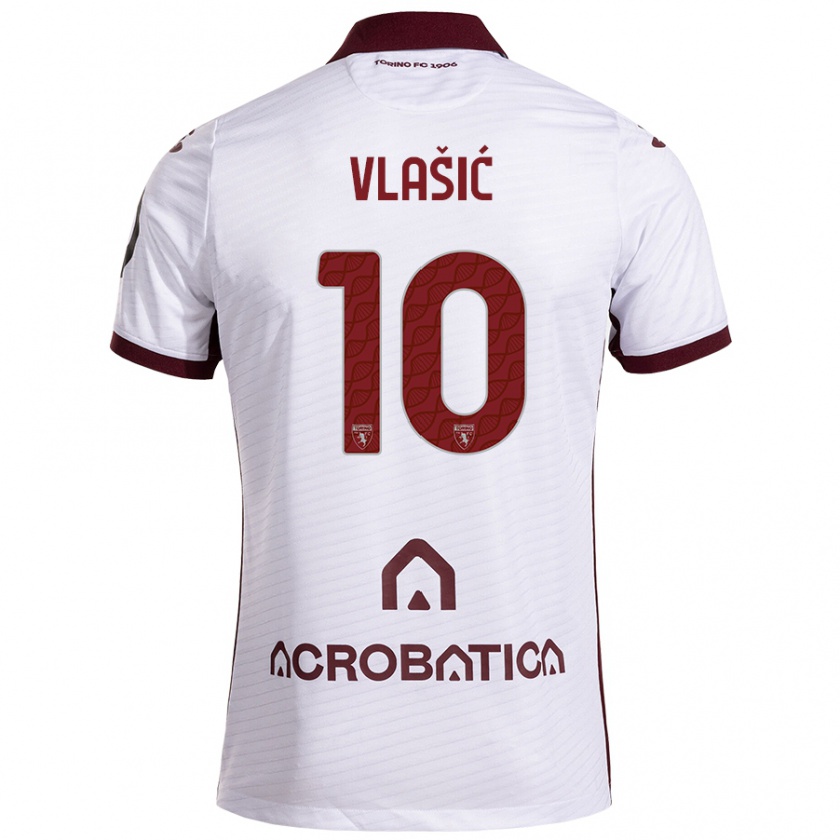 Kandiny Hombre Camiseta Nikola Vlašić #10 Blanco Granate 2ª Equipación 2024/25 La Camisa Chile