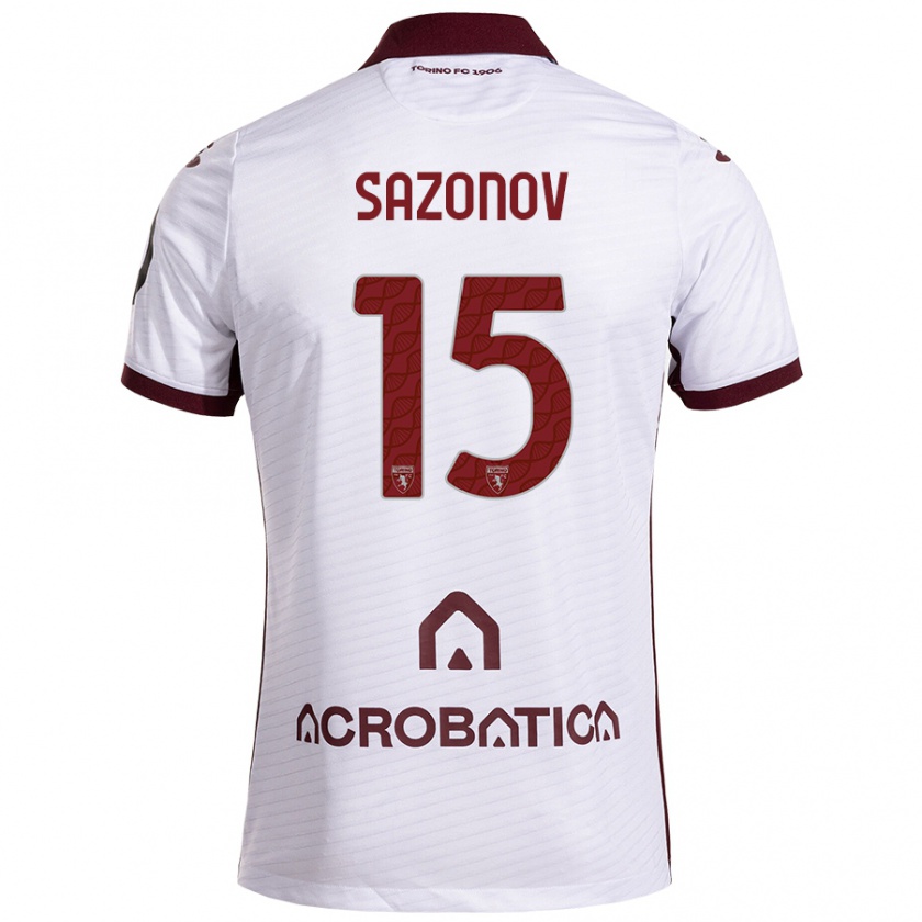 Kandiny Hombre Camiseta Saba Sazonov #15 Blanco Granate 2ª Equipación 2024/25 La Camisa Chile