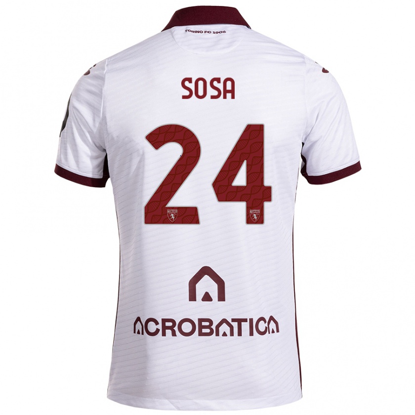 Kandiny Hombre Camiseta Borna Sosa #24 Blanco Granate 2ª Equipación 2024/25 La Camisa Chile