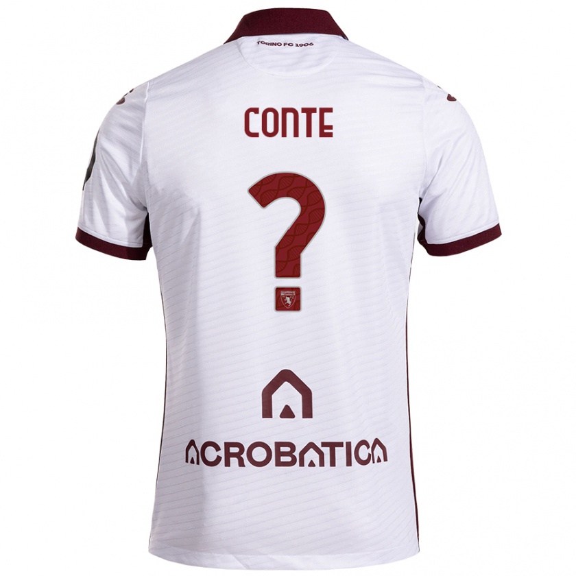 Kandiny Hombre Camiseta Gioele Conte #0 Blanco Granate 2ª Equipación 2024/25 La Camisa Chile