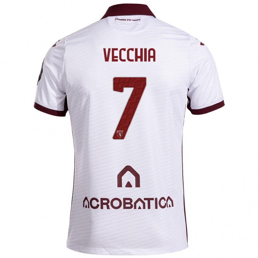 Kandiny Hombre Camiseta Marco Dalla Vecchia #7 Blanco Granate 2ª Equipación 2024/25 La Camisa Chile