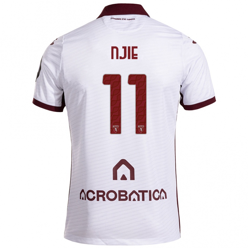 Kandiny Hombre Camiseta Alieu Njie #11 Blanco Granate 2ª Equipación 2024/25 La Camisa Chile