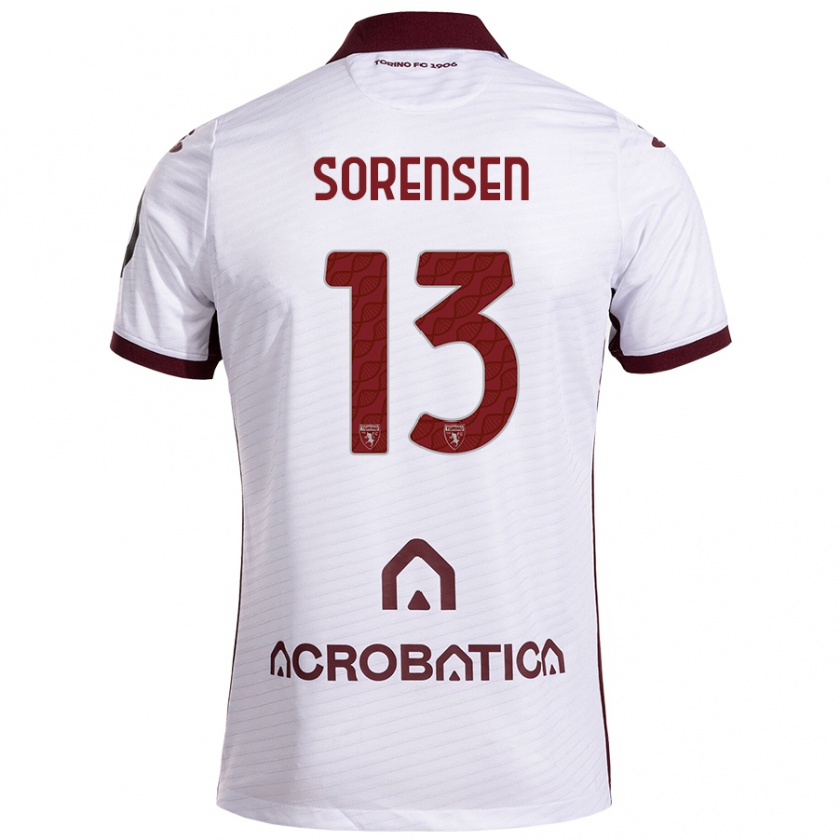 Kandiny Hombre Camiseta Ben Sørensen #13 Blanco Granate 2ª Equipación 2024/25 La Camisa Chile