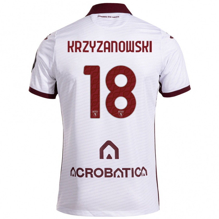 Kandiny Hombre Camiseta Jakub Krzyzanowski #18 Blanco Granate 2ª Equipación 2024/25 La Camisa Chile