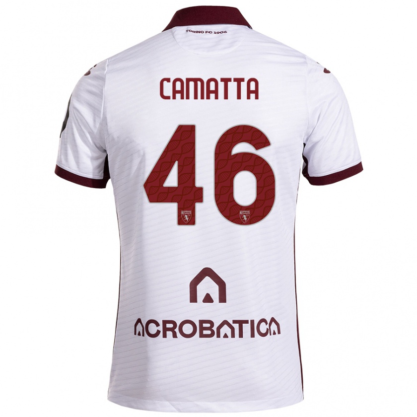 Kandiny Hombre Camiseta Alessandro Camatta #46 Blanco Granate 2ª Equipación 2024/25 La Camisa Chile