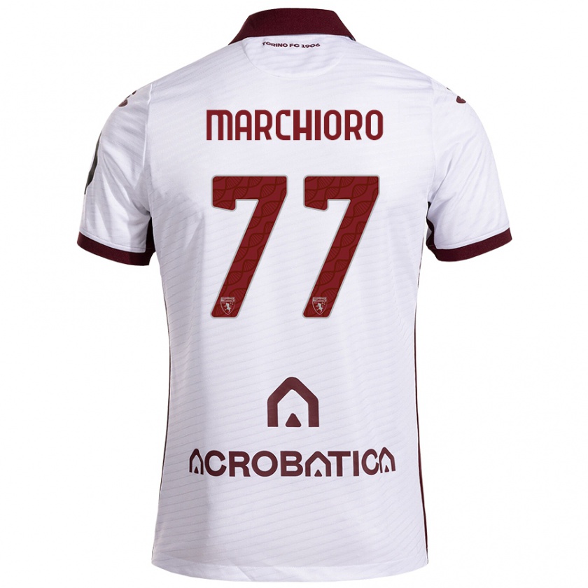 Kandiny Hombre Camiseta Raffaele Marchioro #77 Blanco Granate 2ª Equipación 2024/25 La Camisa Chile