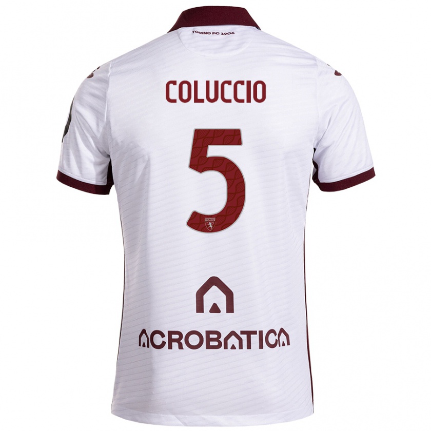 Kandiny Hombre Camiseta Francesca Coluccio #5 Blanco Granate 2ª Equipación 2024/25 La Camisa Chile