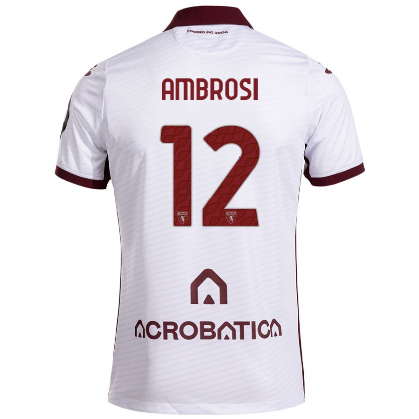 Kandiny Hombre Camiseta Martina Ambrosi #12 Blanco Granate 2ª Equipación 2024/25 La Camisa Chile