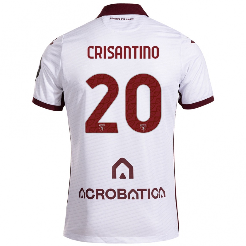 Kandiny Hombre Camiseta Giulia Crisantino #20 Blanco Granate 2ª Equipación 2024/25 La Camisa Chile