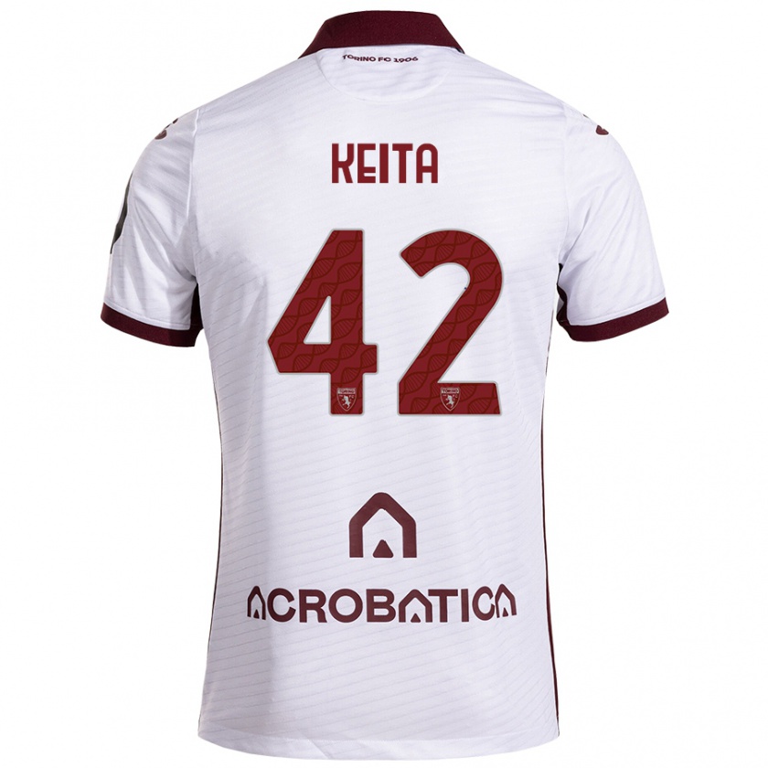 Kandiny Hombre Camiseta Karamoko Keita #42 Blanco Granate 2ª Equipación 2024/25 La Camisa Chile