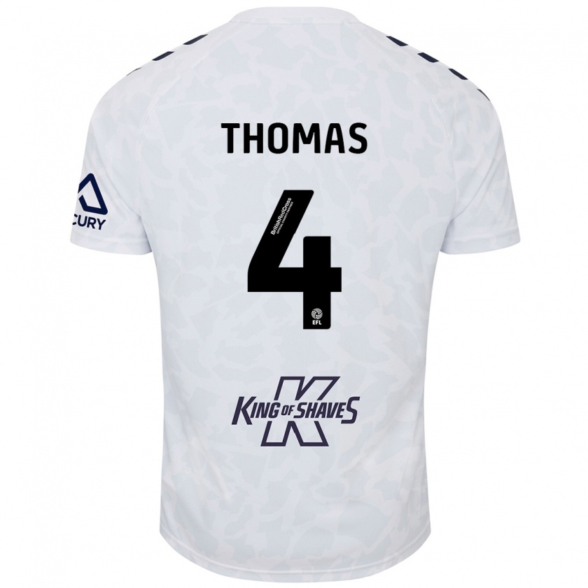 Kandiny Hombre Camiseta Bobby Thomas #4 Blanco 2ª Equipación 2024/25 La Camisa Chile