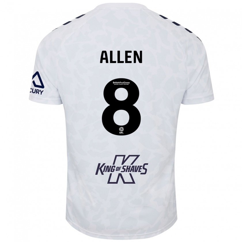 Kandiny Hombre Camiseta Jamie Allen #8 Blanco 2ª Equipación 2024/25 La Camisa Chile