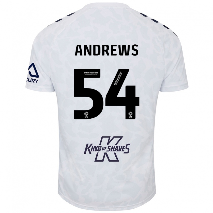 Kandiny Hombre Camiseta Kai Andrews #54 Blanco 2ª Equipación 2024/25 La Camisa Chile