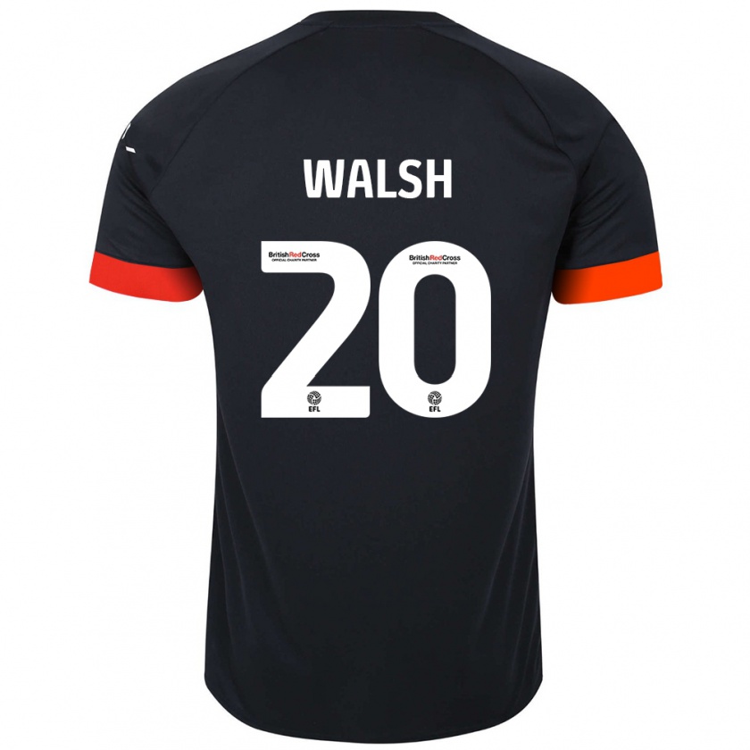 Kandiny Hombre Camiseta Liam Walsh #20 Negro Naranja 2ª Equipación 2024/25 La Camisa Chile