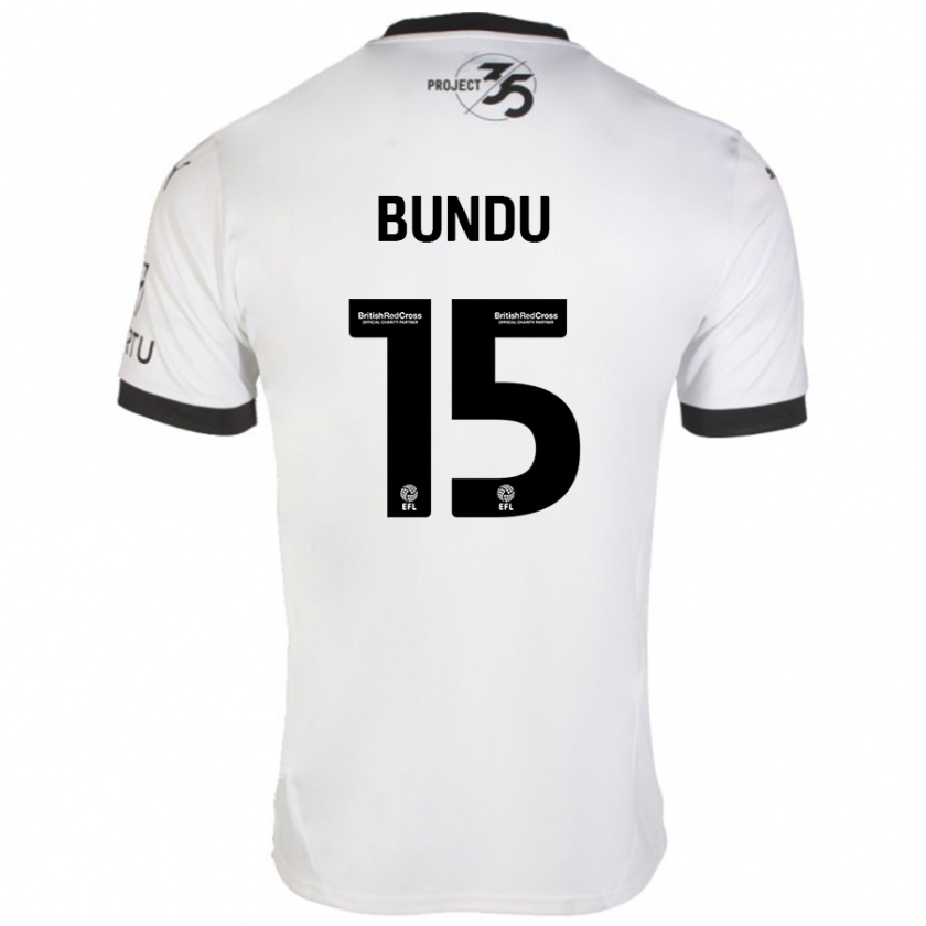 Kandiny Hombre Camiseta Mustapha Bundu #15 Blanco Negro 2ª Equipación 2024/25 La Camisa Chile