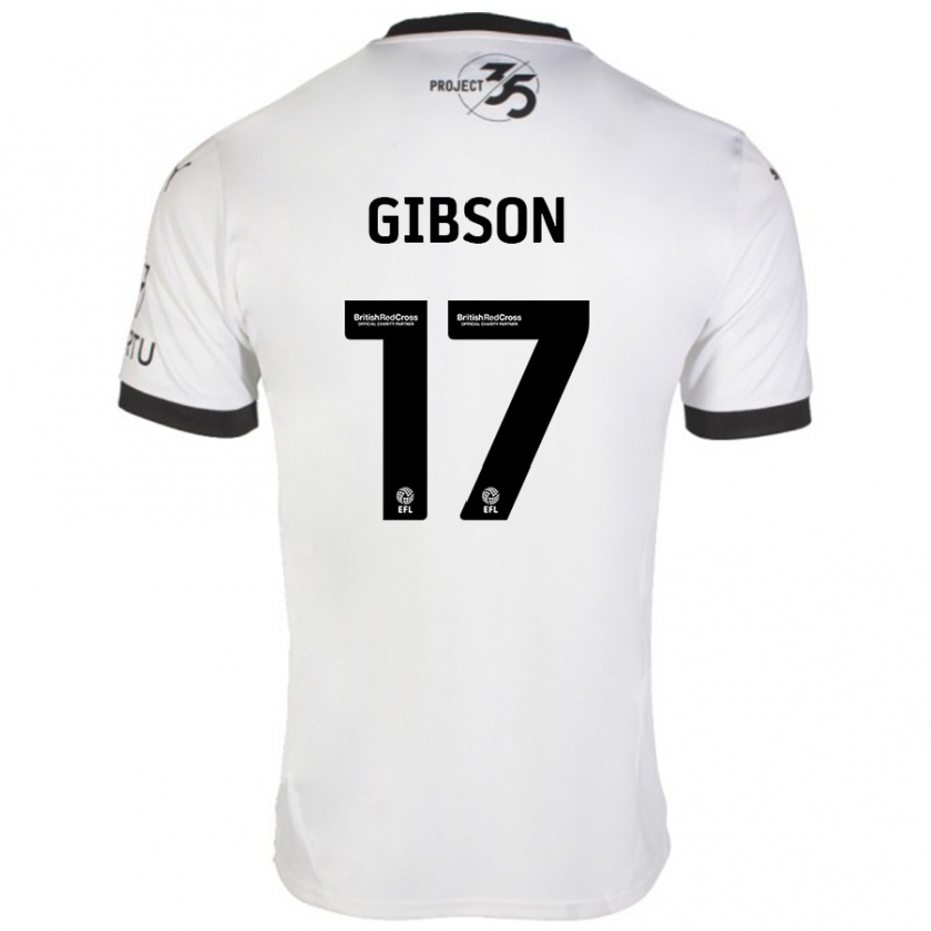 Kandiny Hombre Camiseta Lewis Gibson #17 Blanco Negro 2ª Equipación 2024/25 La Camisa Chile