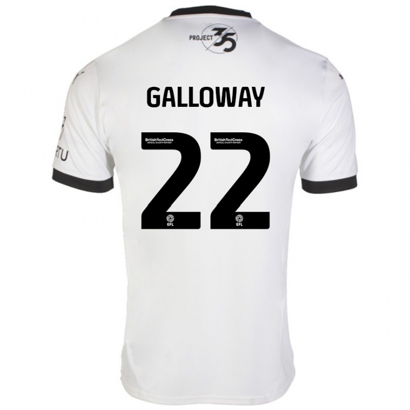 Kandiny Hombre Camiseta Brendan Galloway #22 Blanco Negro 2ª Equipación 2024/25 La Camisa Chile