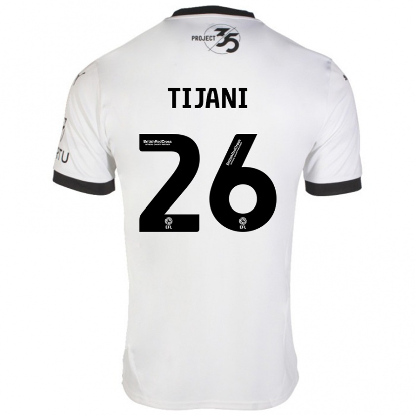 Kandiny Hombre Camiseta Muhamed Tijani #26 Blanco Negro 2ª Equipación 2024/25 La Camisa Chile