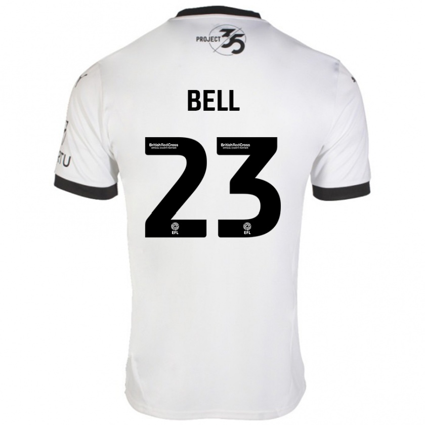 Kandiny Hombre Camiseta Katelyn Bell #23 Blanco Negro 2ª Equipación 2024/25 La Camisa Chile