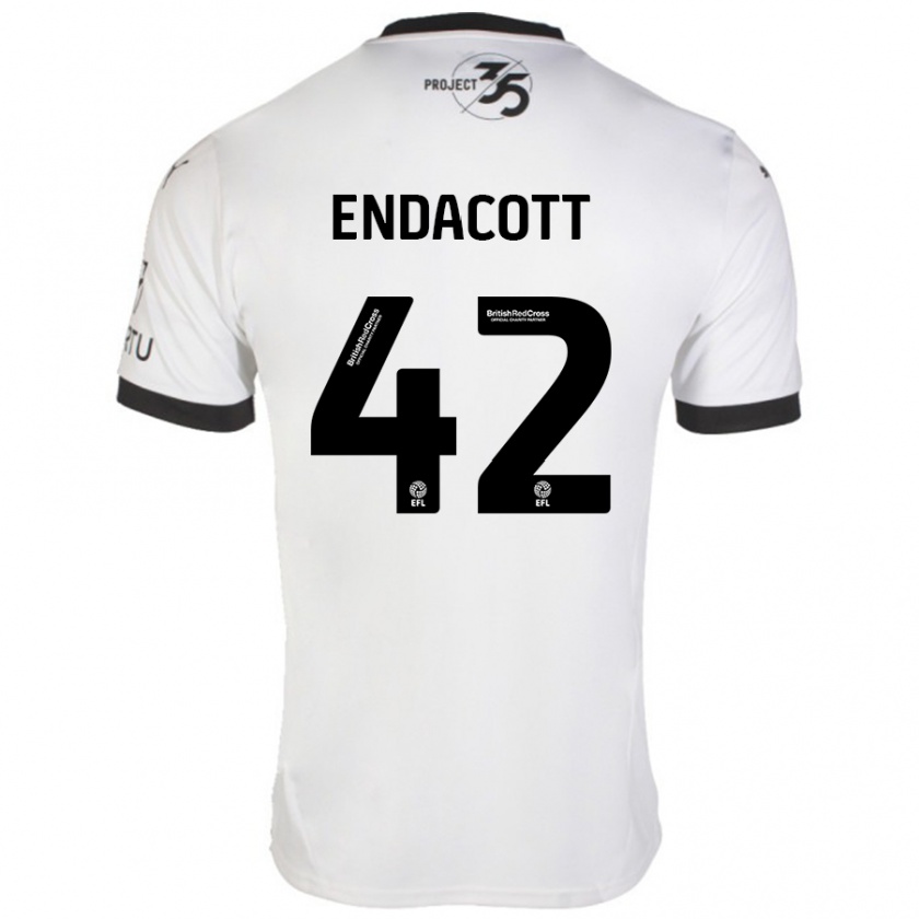 Kandiny Hombre Camiseta Jack Endacott #42 Blanco Negro 2ª Equipación 2024/25 La Camisa Chile