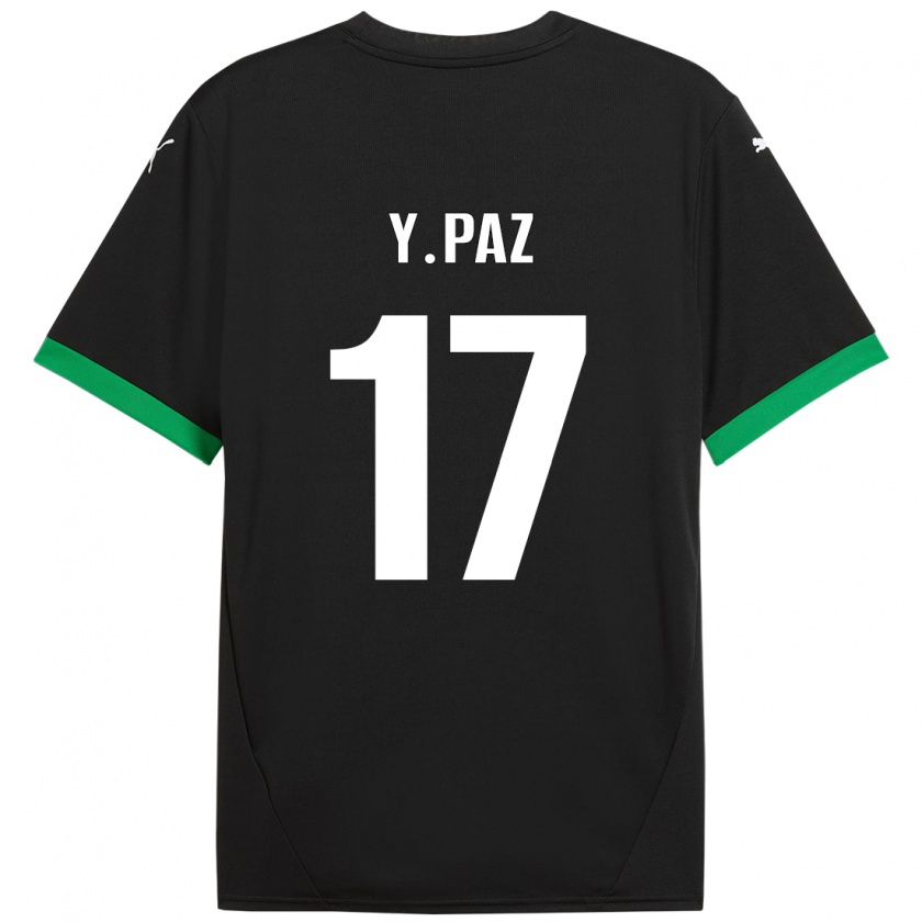 Kandiny Mujer Camiseta Yeferson Paz #17 Negro Verde Oscuro 1ª Equipación 2024/25 La Camisa Chile