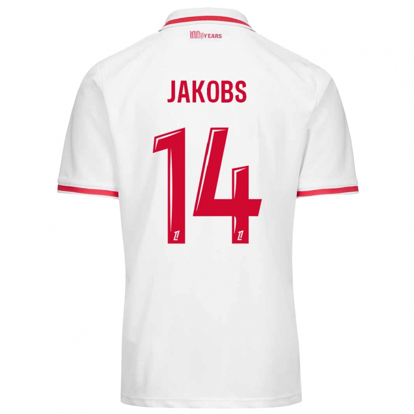 Kandiny Mujer Camiseta Ismail Jakobs #14 Blanco Rojo 1ª Equipación 2024/25 La Camisa Chile