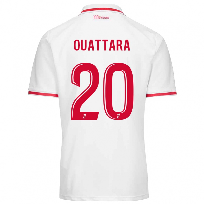 Kandiny Mujer Camiseta Kassoum Ouattara #20 Blanco Rojo 1ª Equipación 2024/25 La Camisa Chile