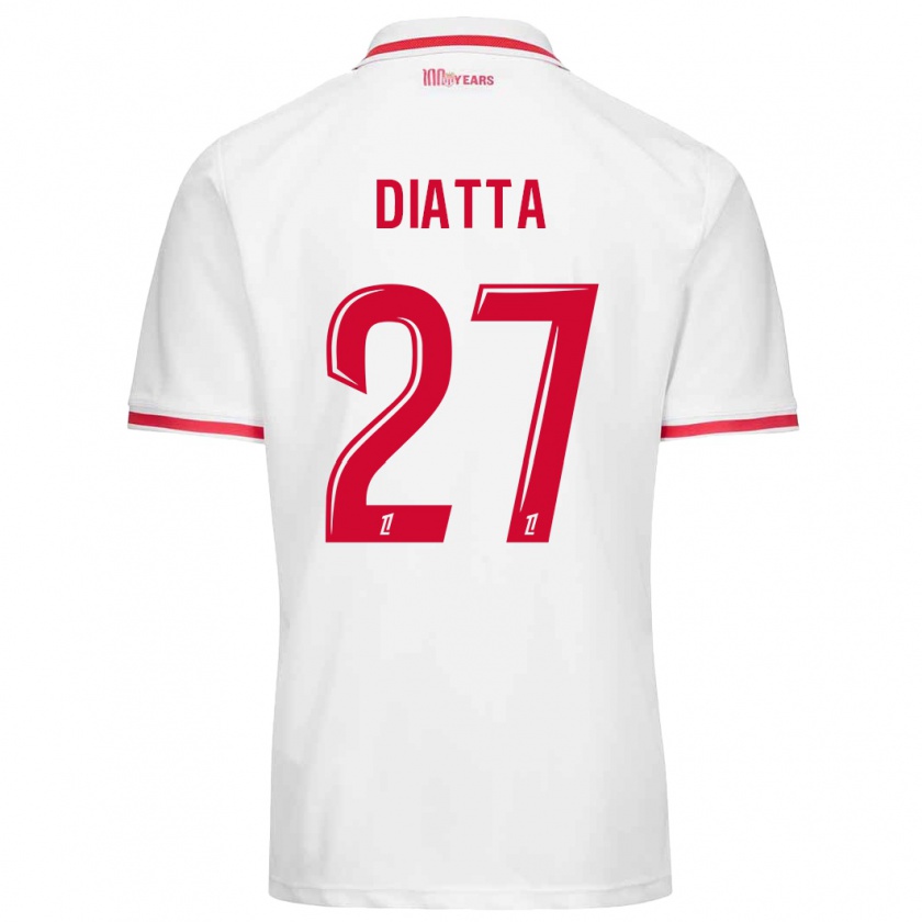 Kandiny Mujer Camiseta Krépin Diatta #27 Blanco Rojo 1ª Equipación 2024/25 La Camisa Chile