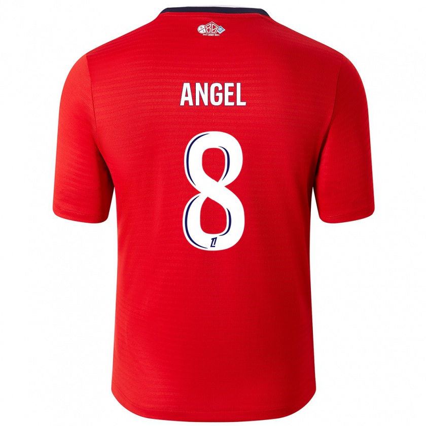 Kandiny Mujer Camiseta Angel Gomes #8 Rojo Blanco 1ª Equipación 2024/25 La Camisa Chile